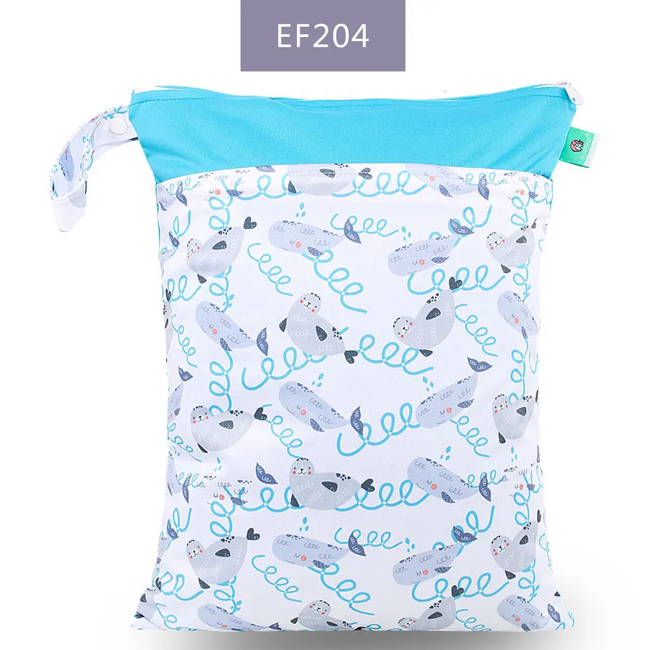 Elinfant 1 шт. многоразовая водонепроницаемая сумка для подгузников с модными принтами влажная сухая сумка для подгузников с двойным карманом тканевые сумки с ручками 30*40 см - Цвет: EF204-wet bag