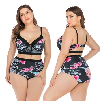 

DROZENO Bikini ensemble 2019 Push Up maillots de bain femmes imprimé Floral grand brésilien maillot de bain Sexy Bandage à volan