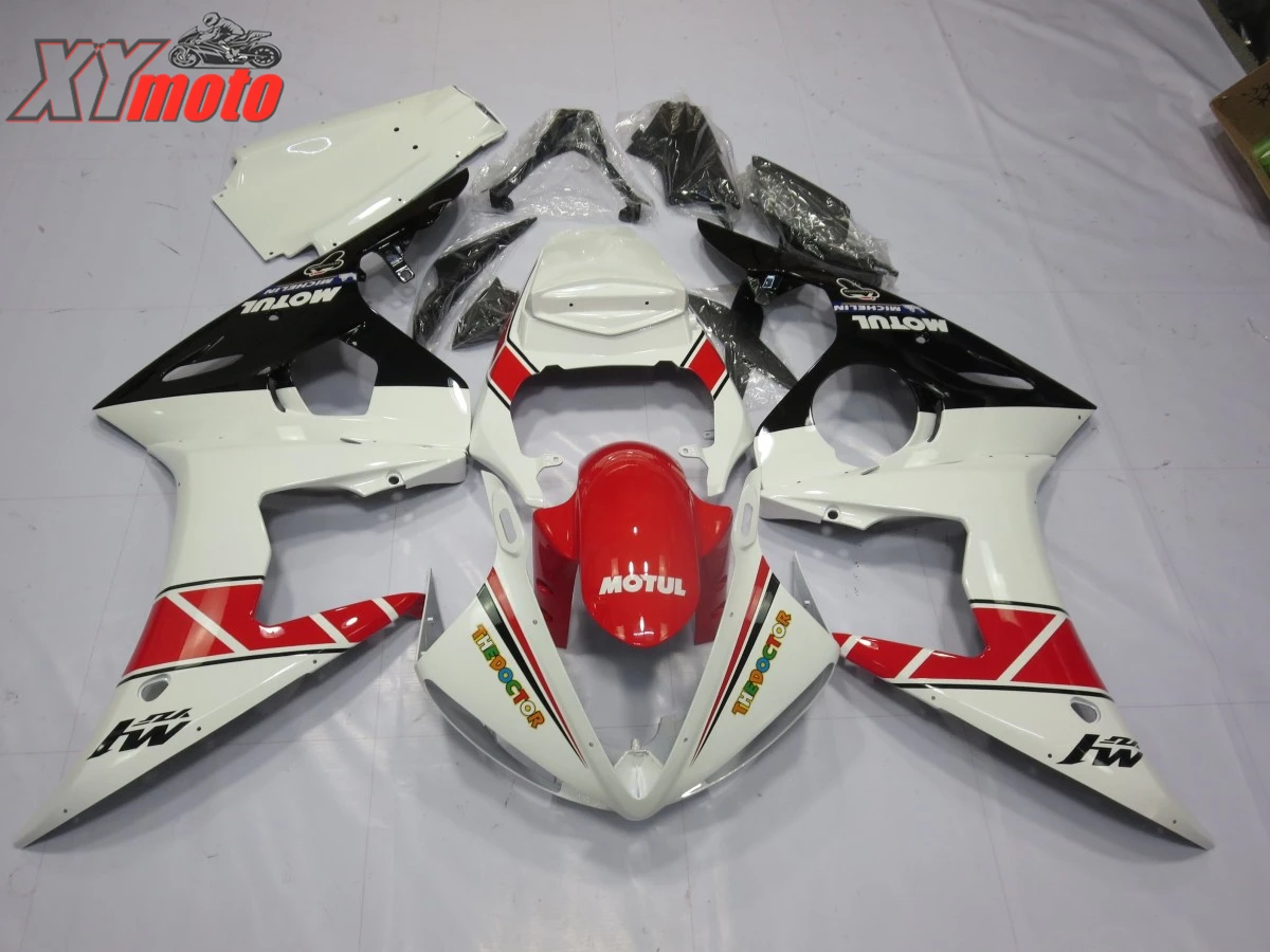 

Motorcycle Fairing Kit For Yamaha YZF600 R6 03 04 05 Injection ABS Plastic Fairings R6 2003-2005 Gloss White Red Bodyworks