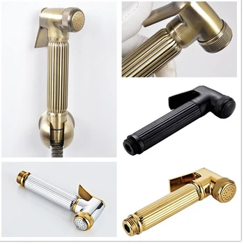 

MTTUZK Solid Brass Matt Black Bathroom Toilet Hand Held Bidet Sprayer Faucet Shower Spray Golden Toilet Spray Gun