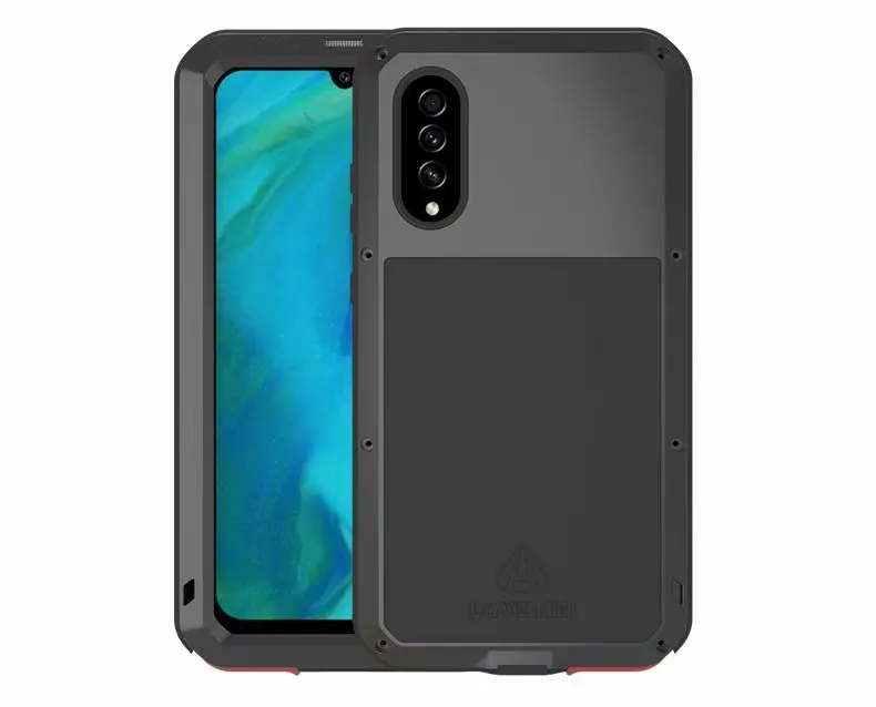 LOVE MEI для samsung Galaxy A70S чехол для телефона противоударный пыленепроницаемый мобильный корпус металлическая алюминиевая защита+ Gorilla glass - Цвет: Black