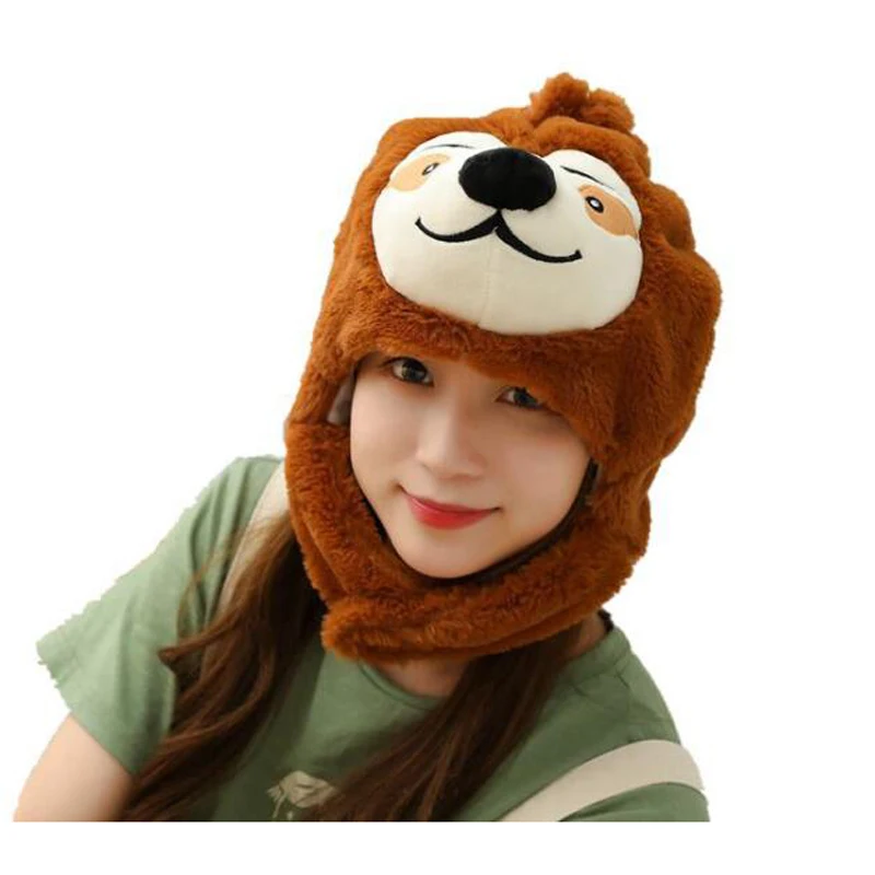 New sloth hood hat plush hat toy birthday stuffed animal cap gift