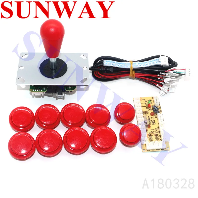 

DIY arcade joystick handle set kits with 5pin arcade joystick+24mm/30mm Arcade sanwa push buttons and 1player arcade usb encoder