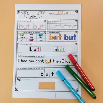 

Sight Word Pnactice Pages Set 3 Learning English Workbook Educational Exercise Training Book for Children Kids Educational Toys