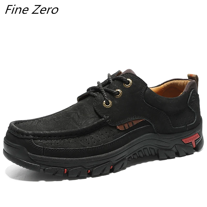 Black 05 Мужские ботинки из натуральной кожи на шнуровке, размеры 38-47 теплая зимняя мужская обувь с плюшевой подкладкой Нескользящая Уличная обувь больших размеров мужские кроссовки черного и коричневого цвета - Цвет: Black 05