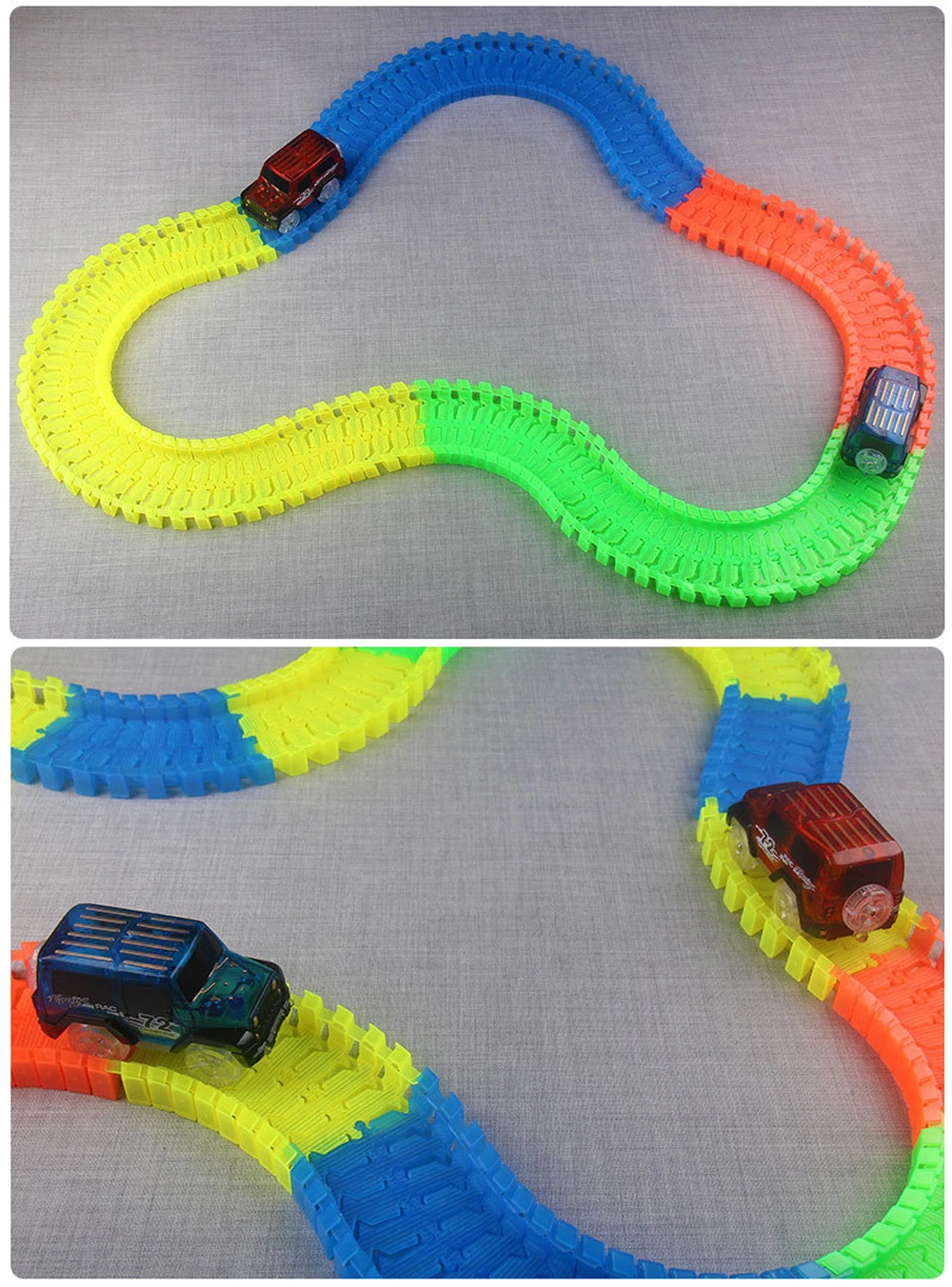 Светящиеся магические гоночные рельсы автомобильные игрушки для детей DIY сборка изгиб гибкие гоночные треки со вспышкой автомобиля
