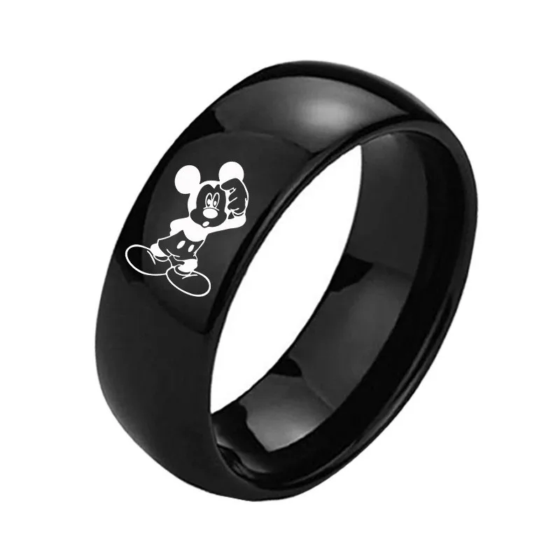 Модное парное кольцо милое Аниме Fgure палец кольцо модный простой титановый металл ювелирные изделия милый Микки Минни символ модный подарок - Цвет основного камня: Black