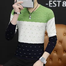 Мужские свитера популярного зеленого цвета с v-образным вырезом, тонкий желтый Молодежный винный красный свитер с длинным рукавом, весенний и осенний мужской свитер