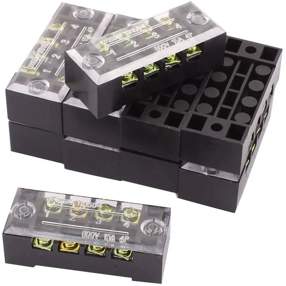 Dupla Linha Barreira Parafuso Terminal Bloco Tira Fio Conector 600 v 15a 25a 45a 10 12 Posições Tb15 Tb25 Tb45 20 Peças