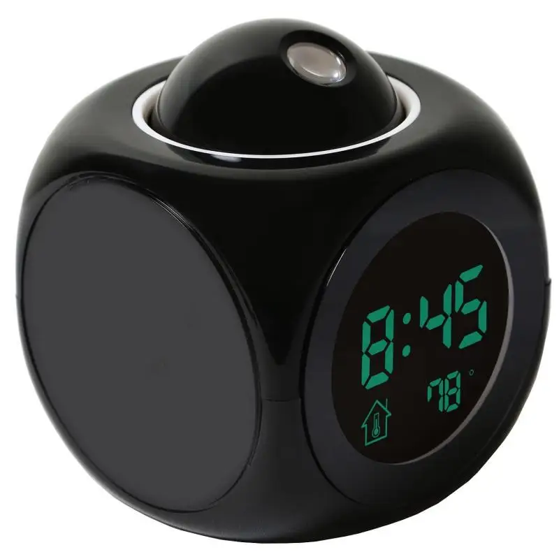 LCD Projector Digital Alarm Clock Voice LED Temperature Multi-function Clock Temperature Living Room Furniture Home Decor