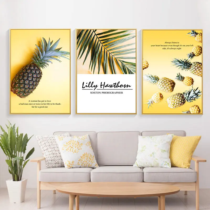 

Posters and Prints Living Room Poster Decoration Pineapple Paintings Canvas Wall Decor Leaf Pictures Modern Bedroom Home Art
