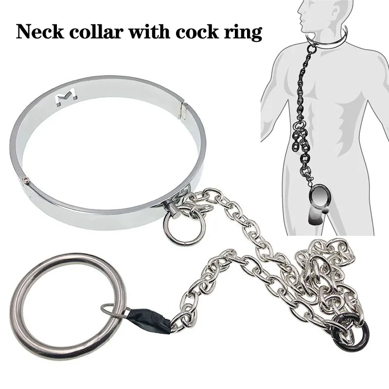 23.62US $ 20% OFF|Metal Neck Collar With Cock Ring Adult Games BDSM Bondage...