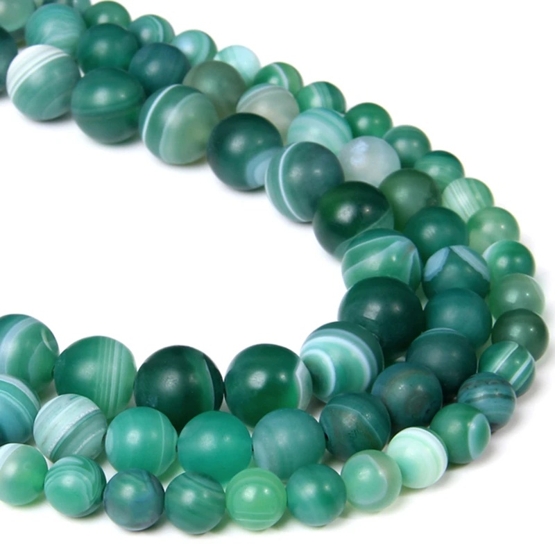 Natural Loose Blue Striped Agate Round Gemstone Spacer Beads Stone Selcet Size