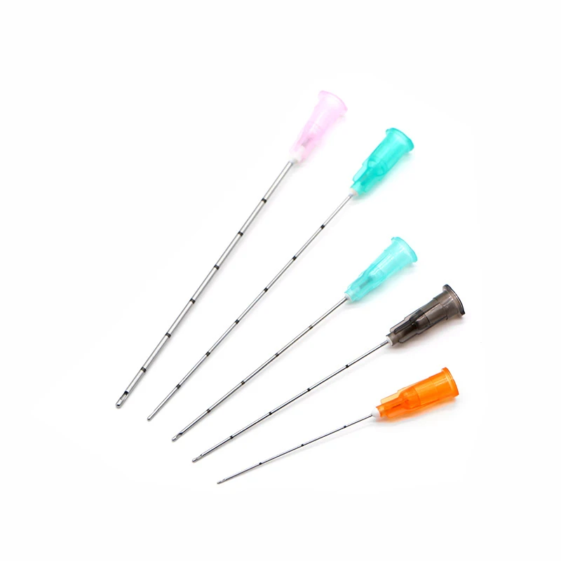 Disposable Fine Micro Cannula For Filler Injection 18G 21G 22G 23G 25G 27G 30G Plain Ends Notched Endo Blunt-tip Needles ,10sets