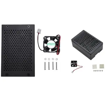 

Aluminum Alloy Case with Cooling Fan Metal Enclosure Box for Raspberry Pi 4B Pi 4 Model B & ABS Case with Cooling Fan