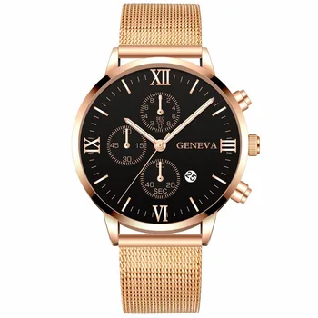 

Wormhole Men's Mesh Strap Watch Geneva High-end Digital Stainless Steel Quartz Watch with Calendar watch men luxury watch men