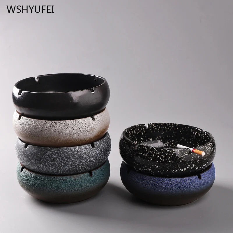 

New listing ceramic ashtray retro Chinese home living room office windproof ashtray size number ashtray creative home storage