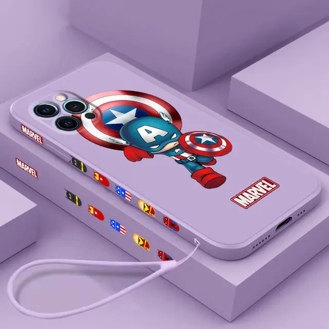 Popularity Marvel phone case for iphone 11 12 13 pro max case Shockproof iphone 7 case 6 8 plus x xs xr Unilateral design cover 5