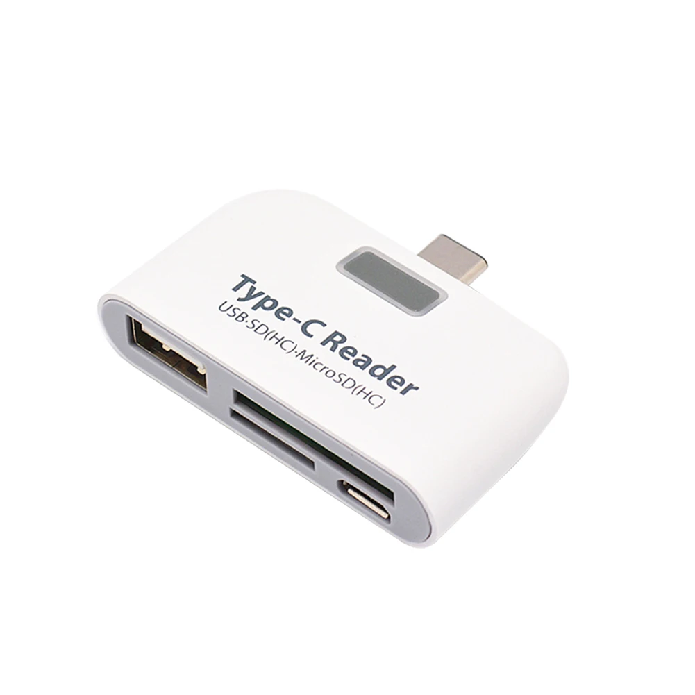 Новое поступление 4 в 1 usb type-C кард-ридер OTG TF Micro SD карты адаптер Зарядка для Macbook телефон планшет - Цвет: Белый