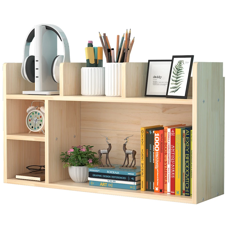 

Simple solid wood table shelf student children pine small bookshelf storage rack multi-layer cabinet desktop bay window rack