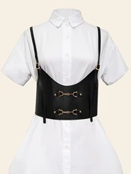 Women Corset Cummerbunds PU Body-Slimming Tights Black Leather Cover Belt Autumn Winter Punk Style Costumes Corset Accessories