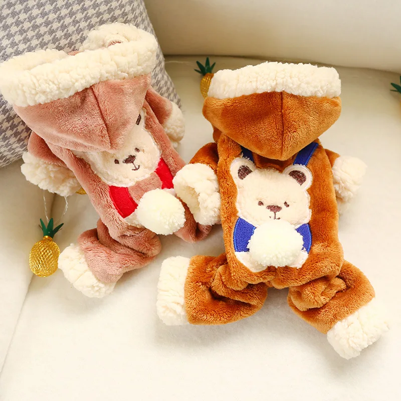Домашнее животное кошка собака осень и зима новый теплый снежок медведь трансформация милый шар медведь плюшевый медведь одежда товары