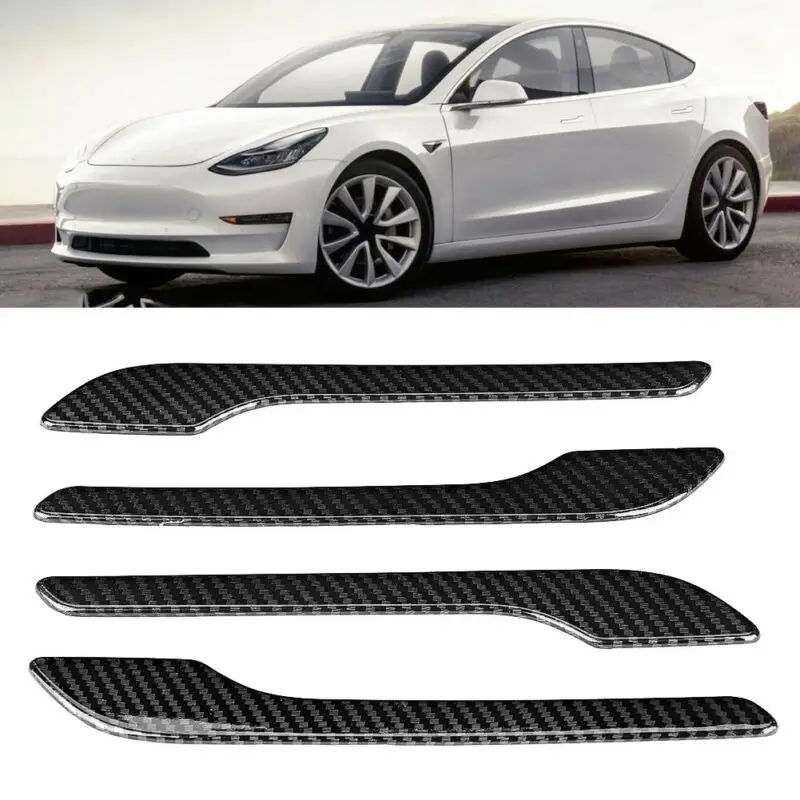 Отделка дверные ручки крышки наклейка 4 шт. этикетка аксессуар для Tesla модель 3-19 украшения