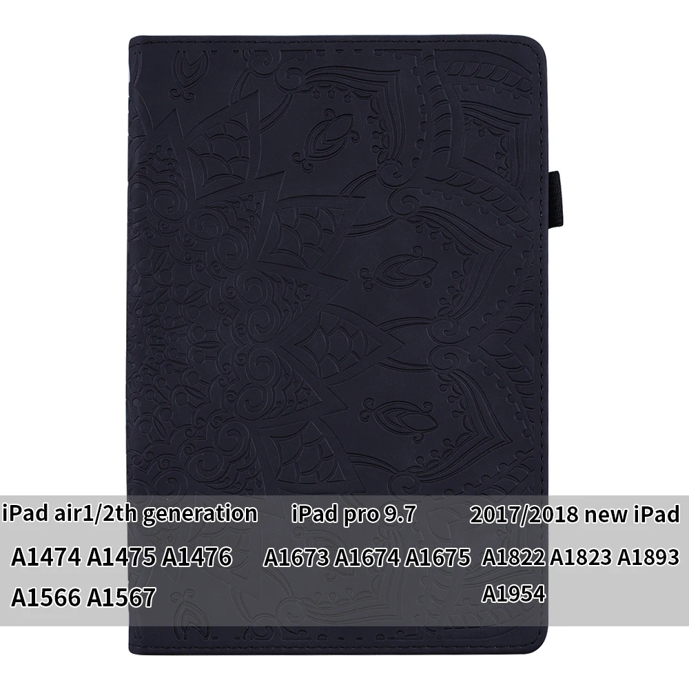 Ретро чехол для планшета для iPad air1 2 pro 9,7 mini pu кожаный чехол s Smart cover Авто спящий стенд функция поддержки для iPad mini3 4 5 - Цвет: For ipad air Black