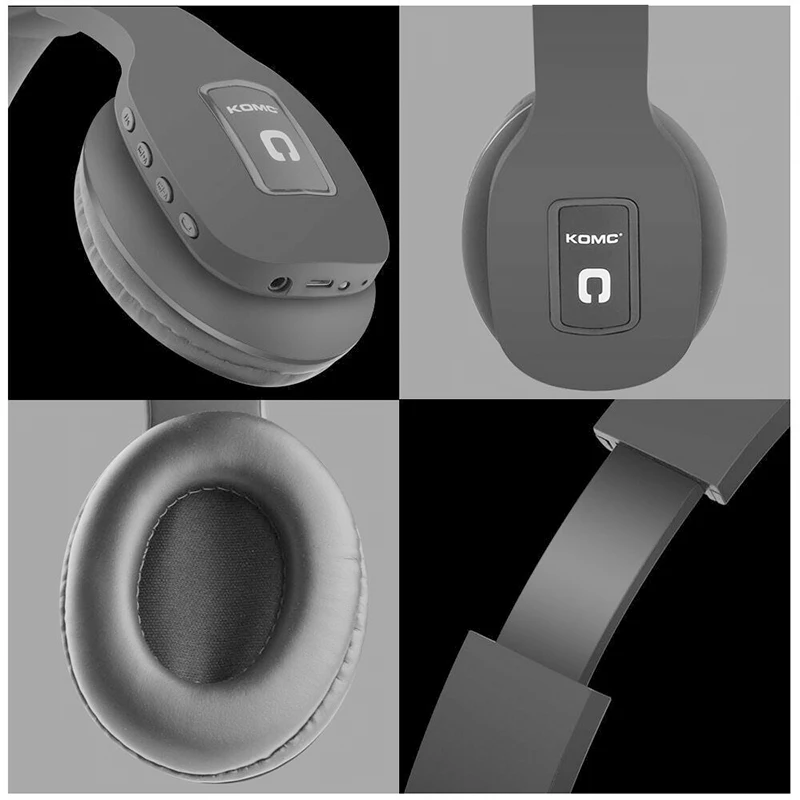 KOMC Bluetooth Headphone Wireless Headphones Sports Running Headset with Aux Cable Stereo HD Mic for iPhone Smartphone