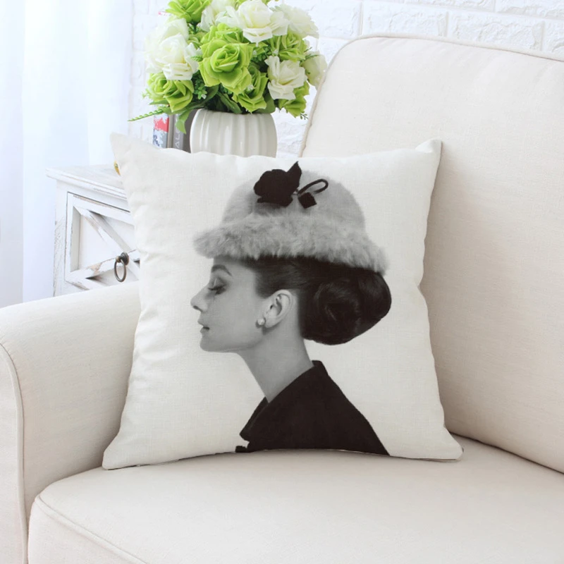 New Lady Portrait Cushion Cover Marilyn Monroe Super Woman Stars Pillow Cover High Quality Polyester Twill PillowCase Decorative