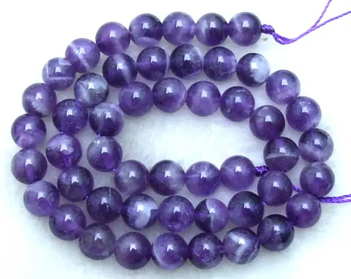 

Qingmos 8mm Round Natural Amethyst Gemstone Loose Beads for Jewelry Making DIY Necklace Bracelet Earring Loose Strands 15"