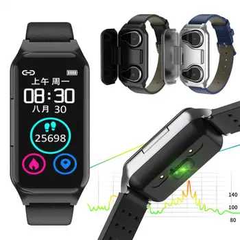 

2In1 Smart Watch Bluetooth Earphone Heart Rate Health Monitor Intelligent Wristband Fitness Sport Music Bracelet For Android/IOS