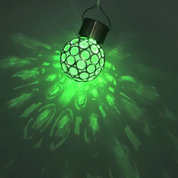 

Garden Home Decor Hollow Globe Style Light Solar Hanging LED Pendant Lamp Color Changing Lantern Outdoor Solar Lamp