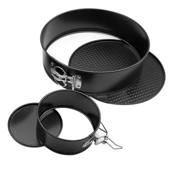

2pcs Metal Cake Baking Pan Removable Bottom Cheesecake Pan Round Shape Non-stick Baking Molds Kitchen Bakeware