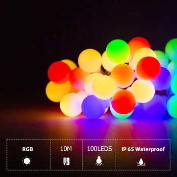 

alloet 10m 100LED Ball Light String 8 Mode Multi Color Warm White DIY Atmosphere Lighting for Festival Home Decor US EU