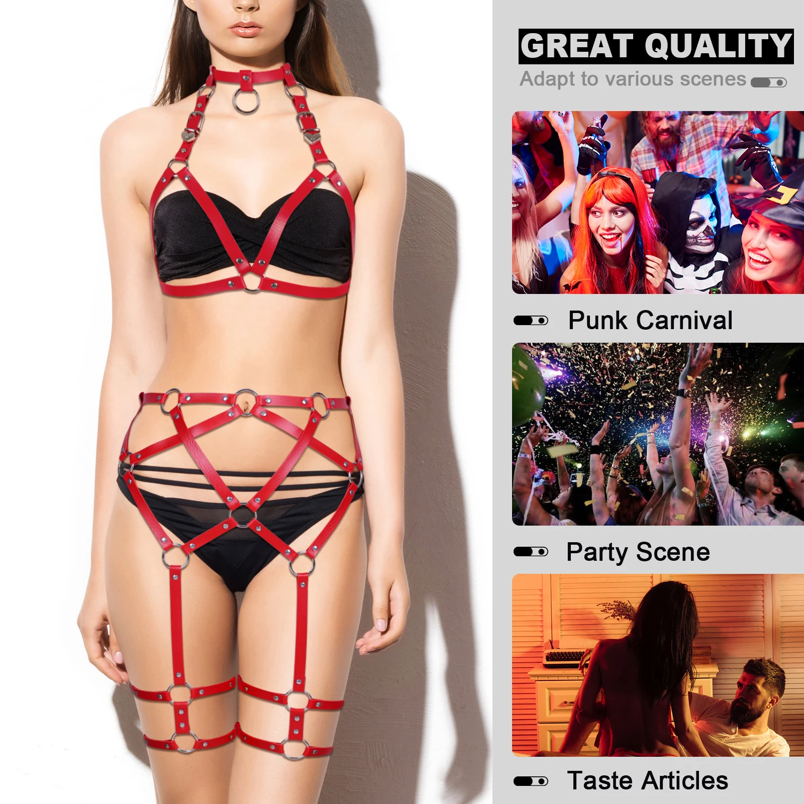 

Women Punk Leather Cage Bra Body Harness Bondage Sword Belt Waist Cross Belt Leg Harness Garter Sexy Lingerie Gothic Underwear