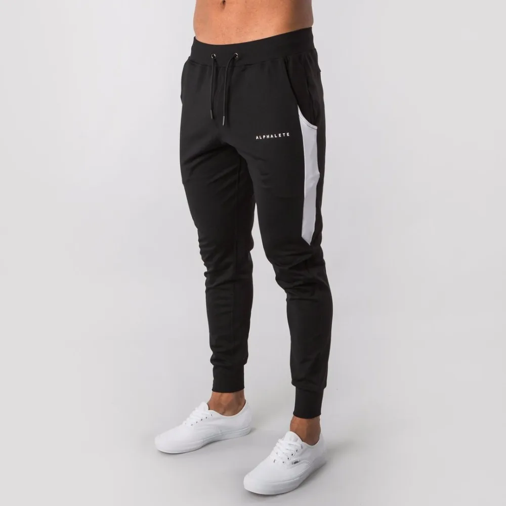 ALPHALETE, стиль, мужская брендовая Толстовка для бега, мужская спортивная одежда, тренировочные повседневные хлопковые мужские штаны, модные тонкие спортивные штаны - Цвет: B lack 2