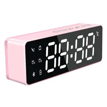 

FM Radio Wireless Digital Alarm Clock Bluetooth Speaker Temperature Display Mirror Type Multifunctional USB Charging Living Room