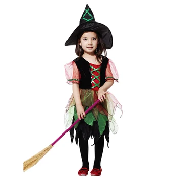

Halloween costumes witch children girls skirt costumes witch performance costumes carnival party For Girls Halloween Costume Hat