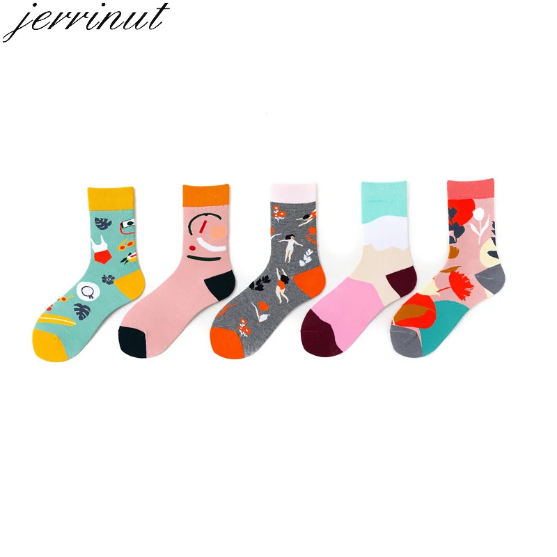 Jerrinut 1 пара мужчины женщины пары милые животные каникулы цветы четыре сезона хлопок короткие носки повседневные Мягкие забавные носки