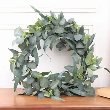 

DIY Artificial Greenery Fake Eucalyptus Leaf Wreath Greenery Bushes Plastic Plants For Home Party Wedding Decoration Silk Flower