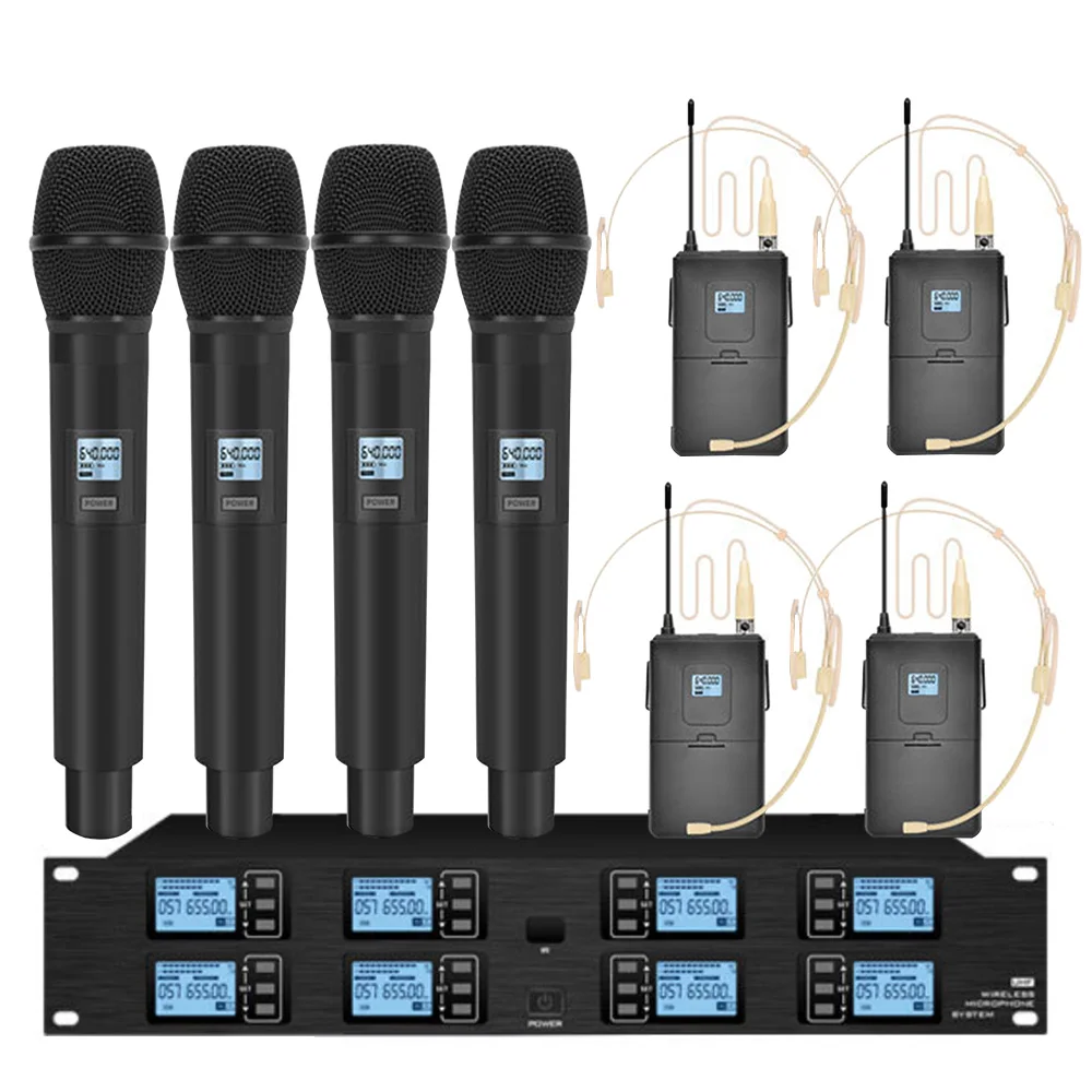 Professional wireless microphone system 8 head-mounted condenser microphones for stage performance microphone wireless 