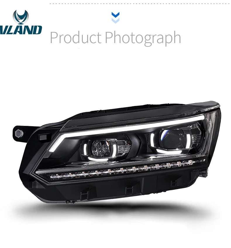 Black Vland фабрика для автомобиля головного света для Passat светодиодный налобный фонарь с поворотник с последовательным индикатор - Цвет: Black