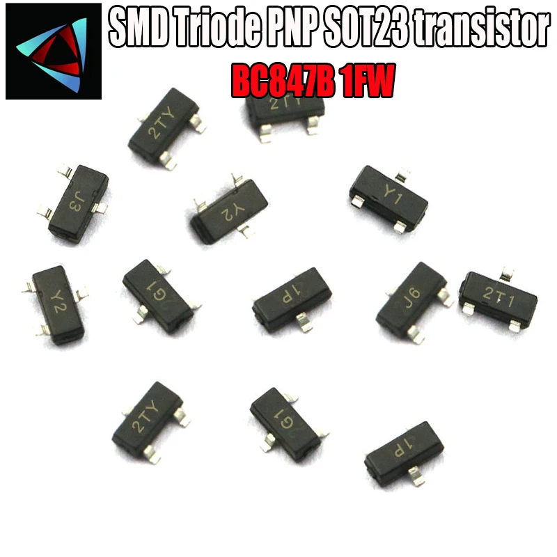 

100PCS BC847B,215 1FW SOT1100mA SOT SMD CR NPN SMD SOT-23 Surface Mount SMD Triode PNP SOT23 transistor