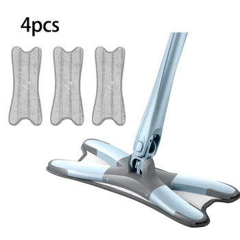 

X-Type Flat Floor Mops with 4 Mop Cloths 360° Degree Squeeze Mop Hand-Free Wash Household Cleaning Tool-Rod Length 140cm