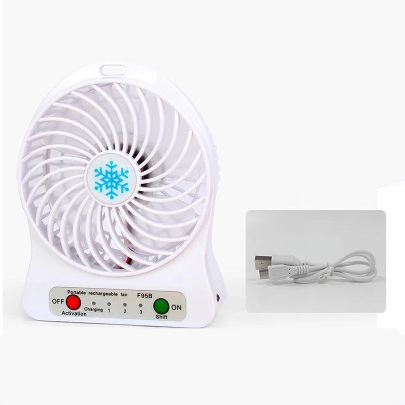 Портативный персональный мини-вентилятор с светодиодный компьютер для школы и офиса Настольный охладитель вентилятор Регулируемый 3 Скорость USB Перезаряжаемые для любителей лета воздушный охладитель - Цвет: white