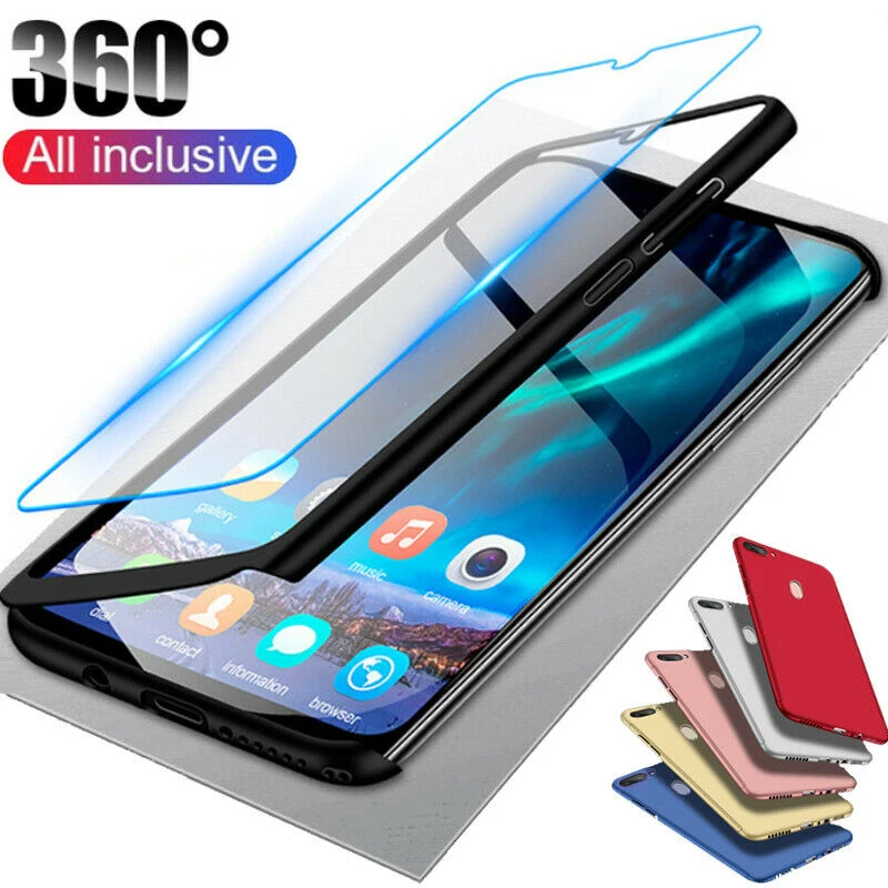

Luxury 360 Degree Full Cover Phone Case For Samsung Galaxy A70 A50 A40 PC Protective Case For A30 A20 A10 With Tempered Glass