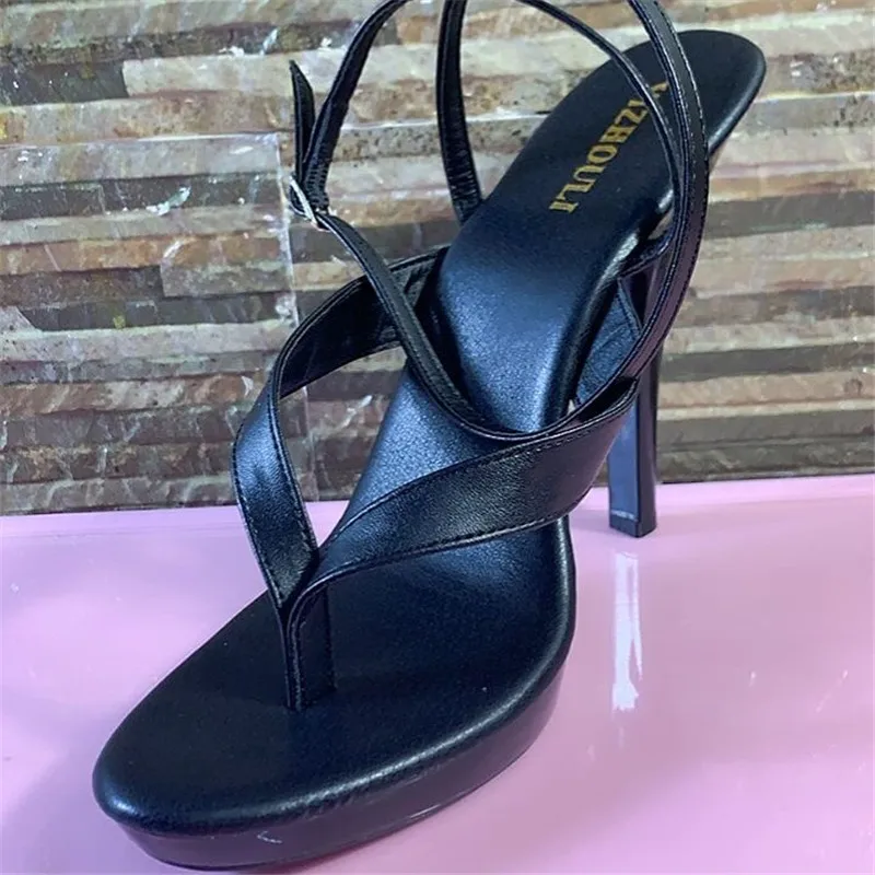 12-15cm princess flip-flops, fashion sandals, ankle straps, pole dancing performance sandals made of club PU materials