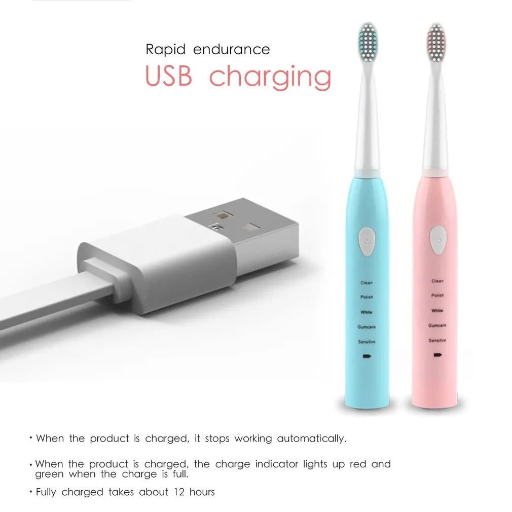 Powerful Electric Toothbrush Rechargeable 32000 time / min Ultrasonic Washable Electronic Whitening Waterproof Powerful Electric Toothbrush Rechargeable 32000 time / min Ultrasonic Washable Electronic Whitening Waterproof