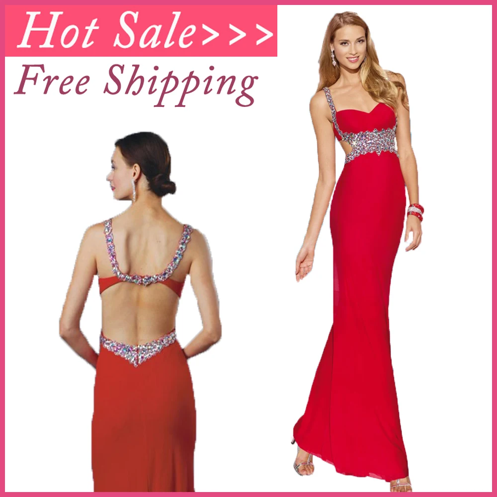 Chegada новое горячее предложение vermelho сексуальное длинное платье vestidos de baile com cristal colorido espaguete vestido partido шифоновое платье для выпускного вечера